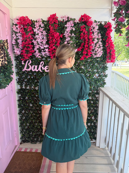 Bright Emerald Scallop Dress