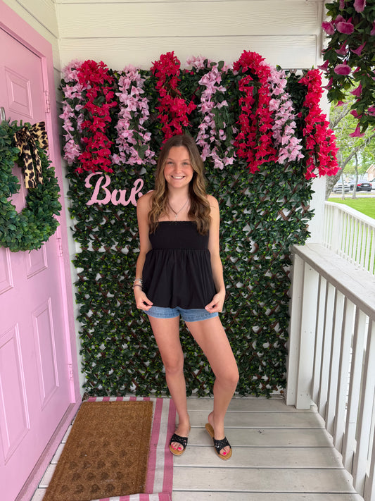 Bubble Strapless Top- Black