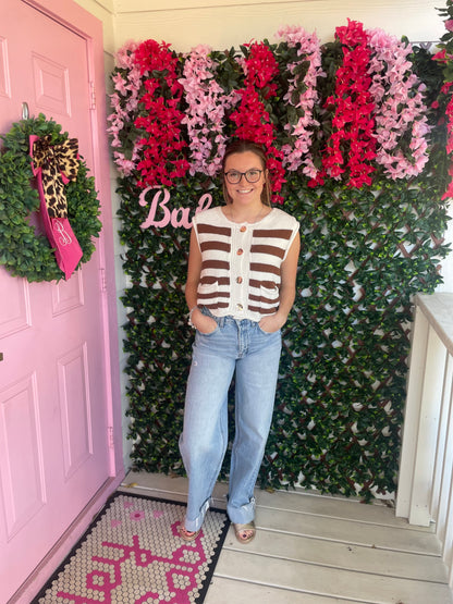 Brown Striped Sweater Vest