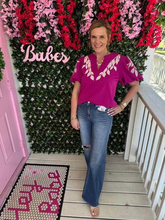 Magenta Florals Top
