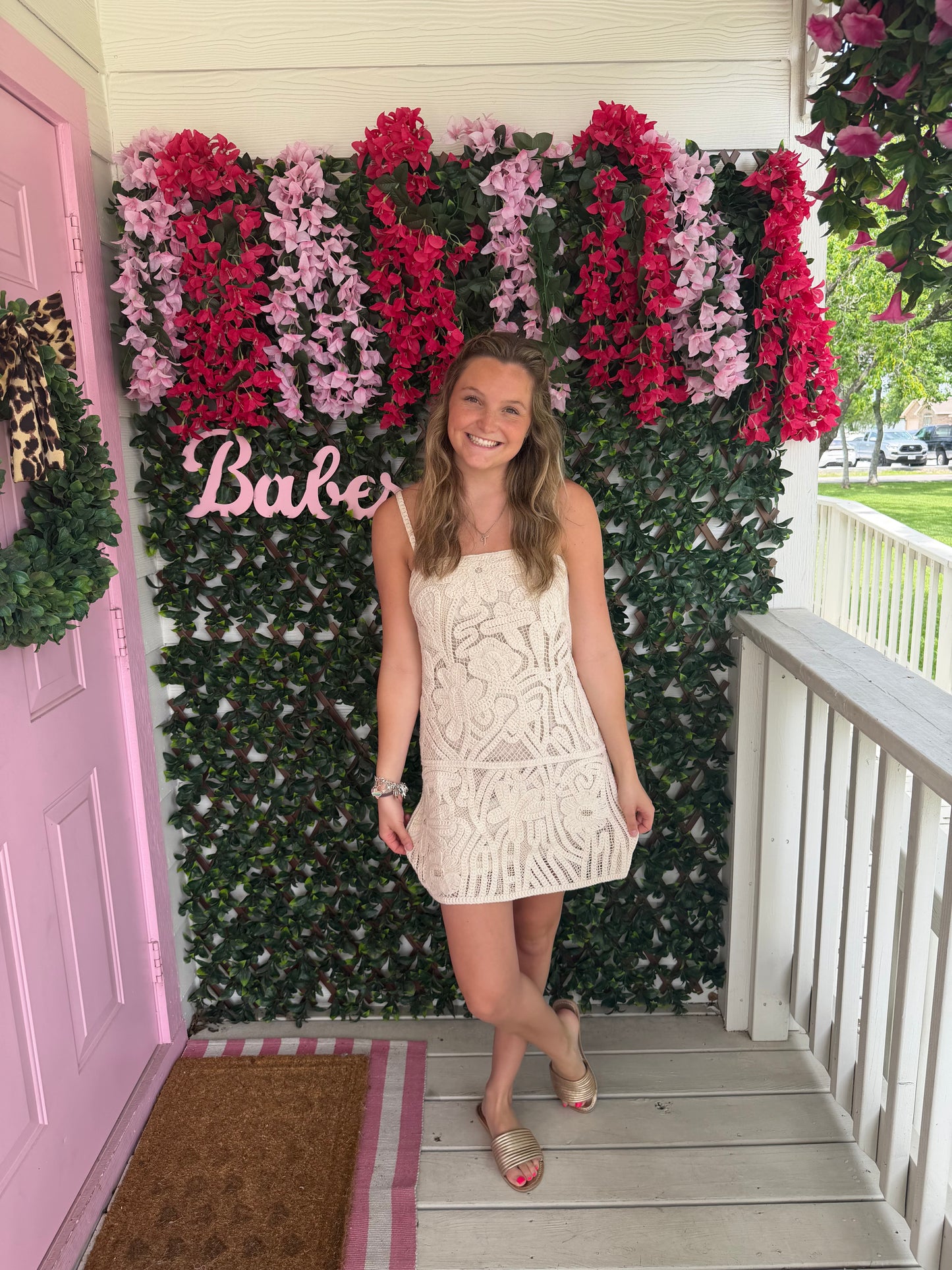 Crochet Cream Mini Dress