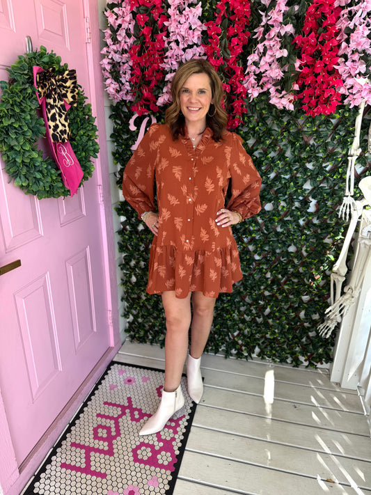 Rust Jacquard Dress