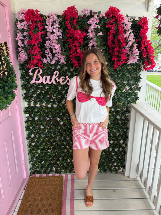 Sassy In Pink Stripes Shorts