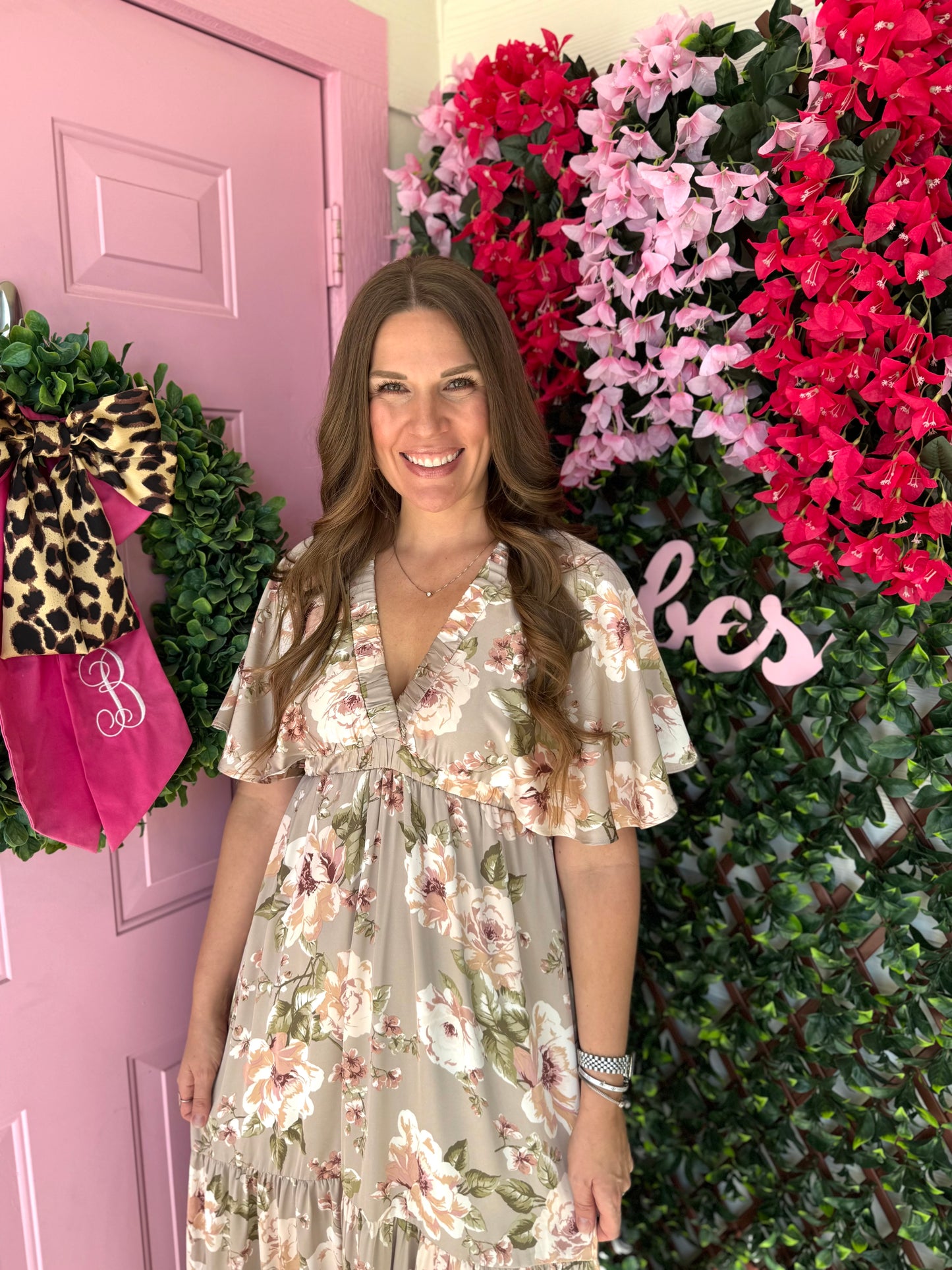 Satin Flowers Maxi Dress