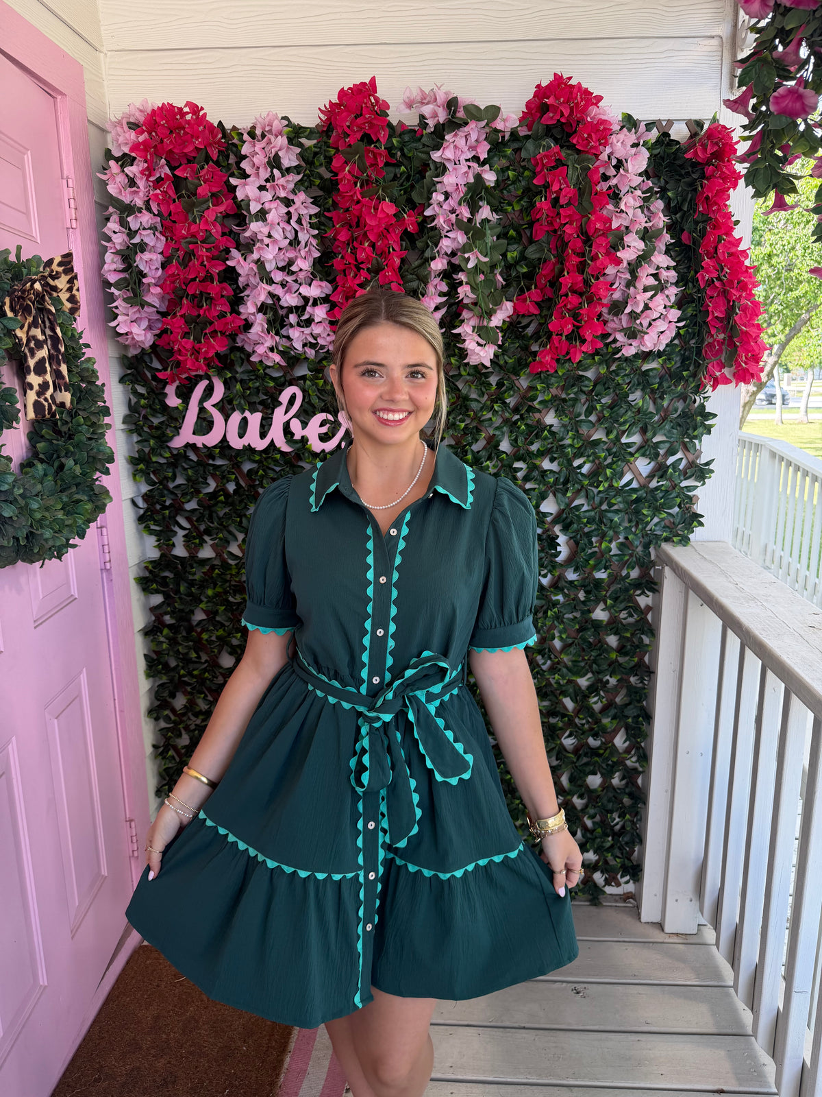 Bright Emerald Scallop Dress