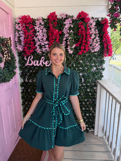 Bright Emerald Scallop Dress