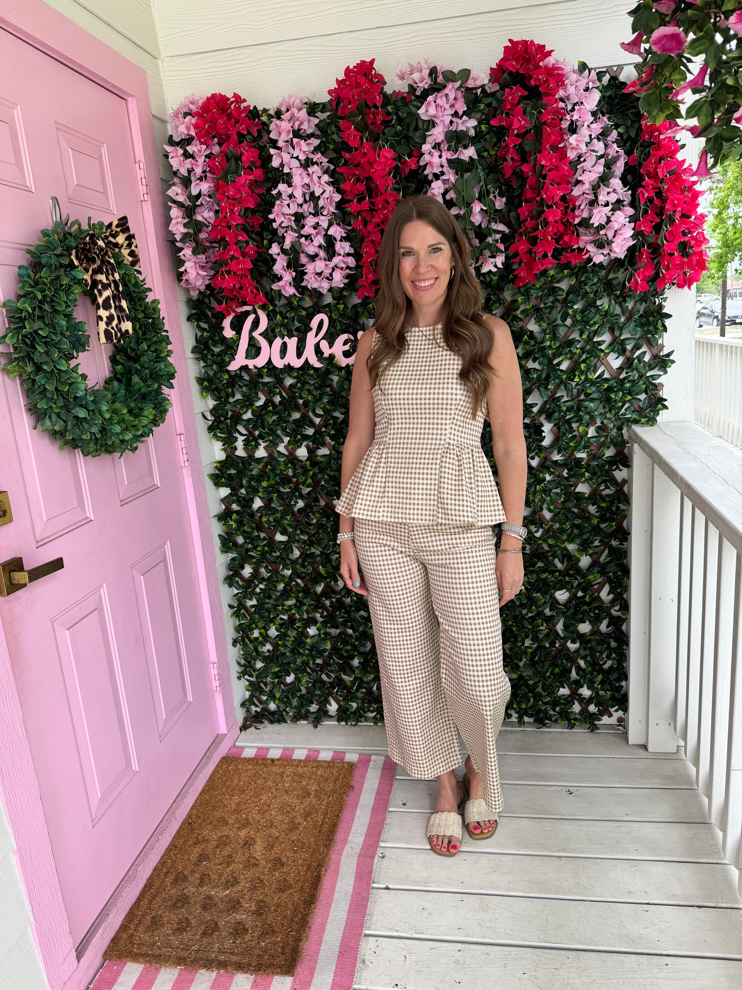 Put It In Neutral Gingham Top