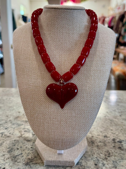 Chunky Faux Stone Heart Necklace
