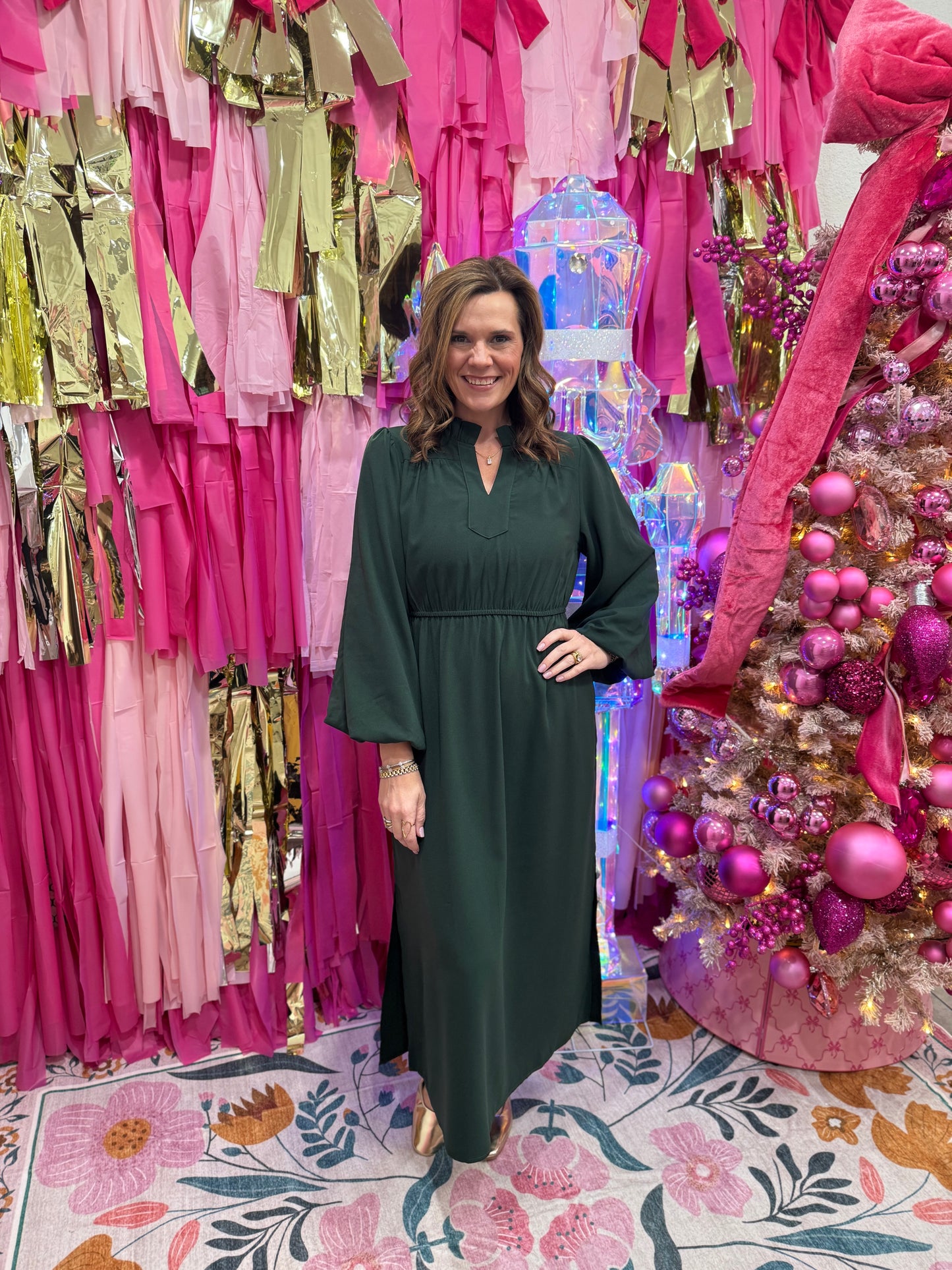 Hunter Green Midi Dress