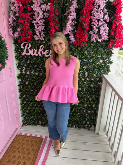Knit Pink Peplum Top