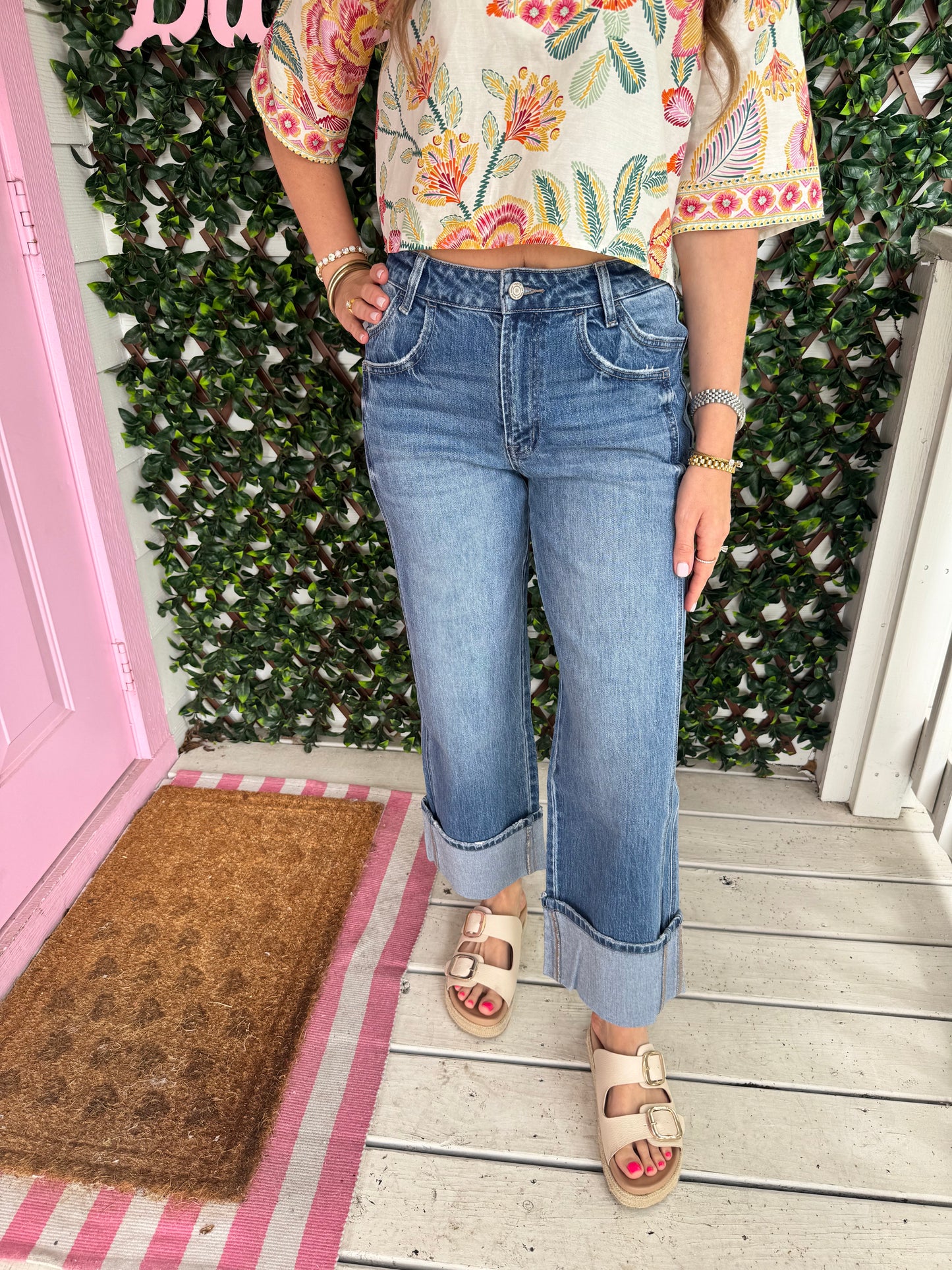 Vervet Cuffed Baggy Wide Leg Denim
