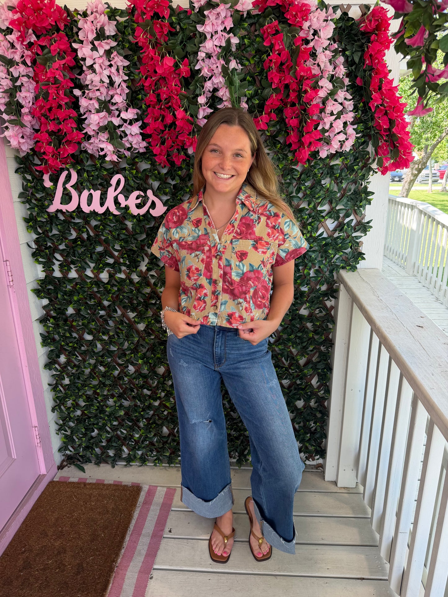 Teal & Poppy Floral Top
