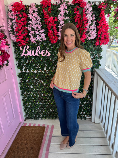Mustard Banded Details Top