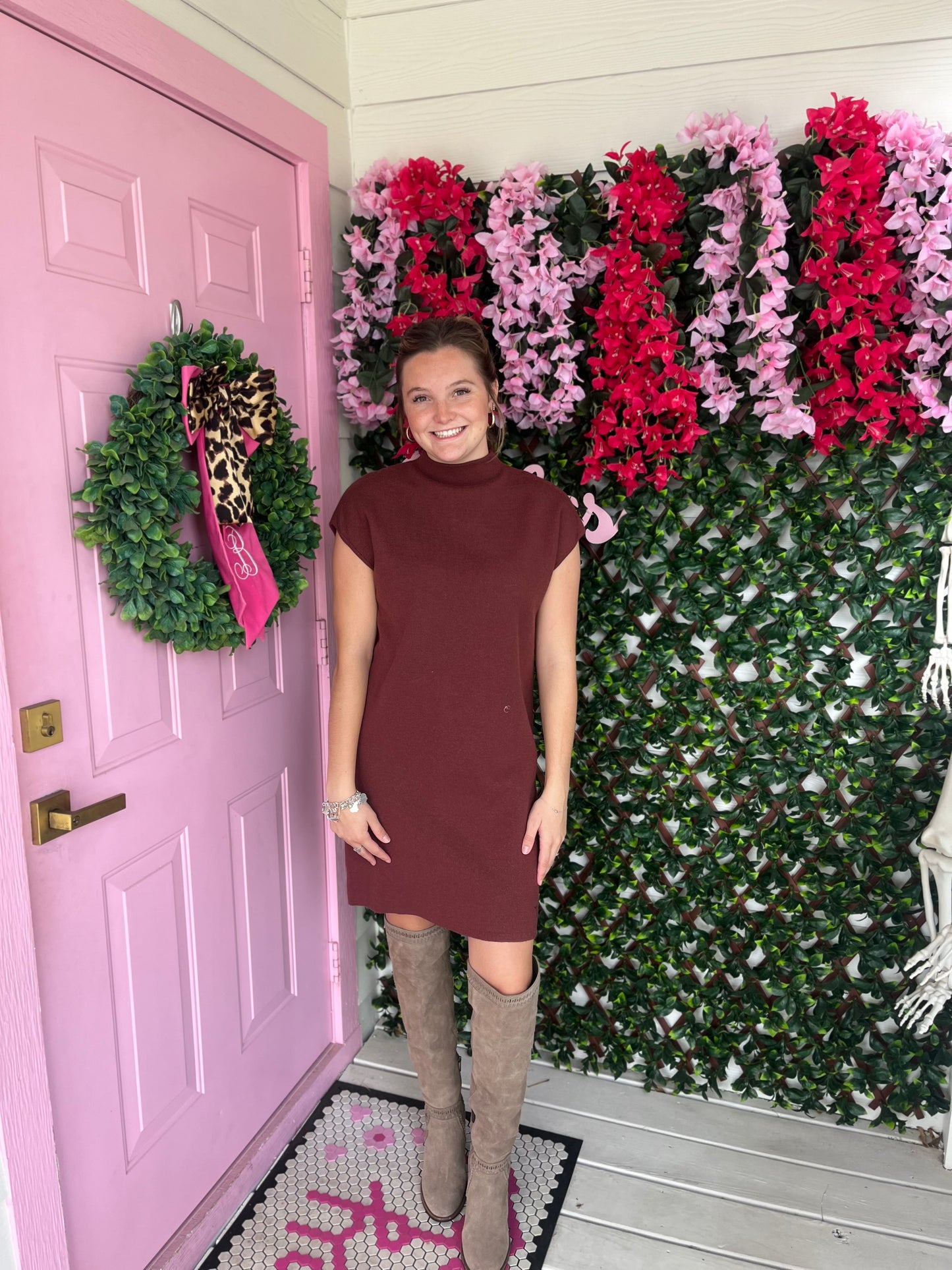 Mock Neck Cozy Sweater Dress