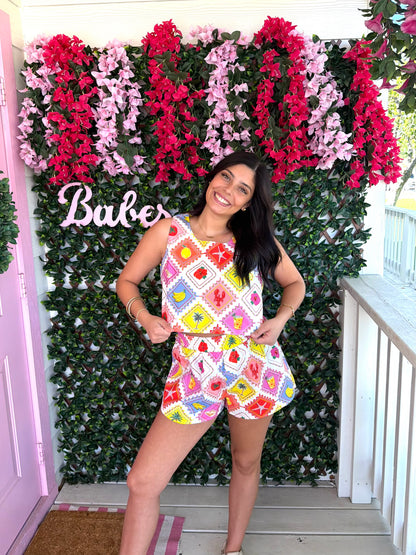 Queen Of Sparkles Multi Fruit Stamp Shorts