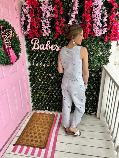 Babe In Blue Eyelet Pants