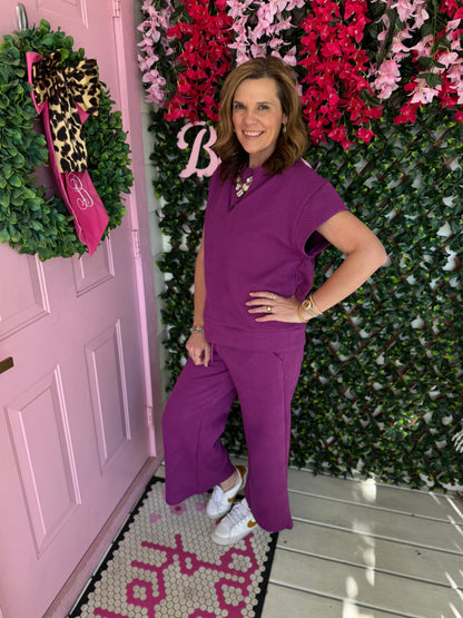 Textured Half Zip Set