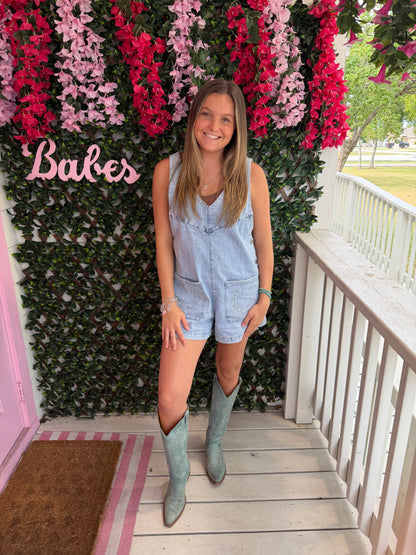 Horseshoe Denim Romper