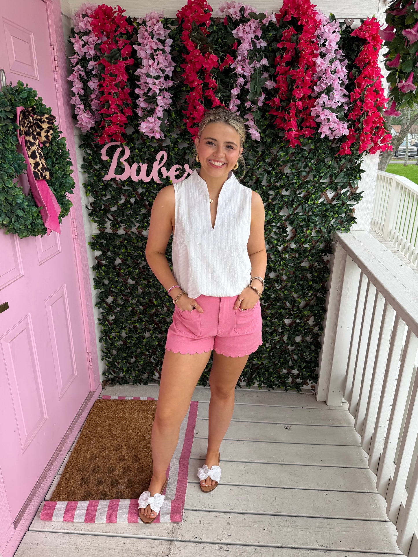 Pink Scalloped Shorts