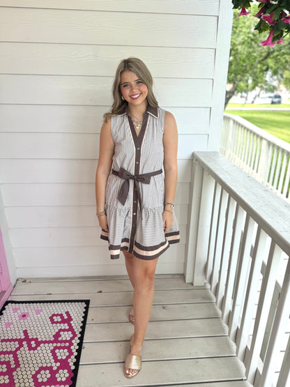 Mocha Mousse Striped Dress