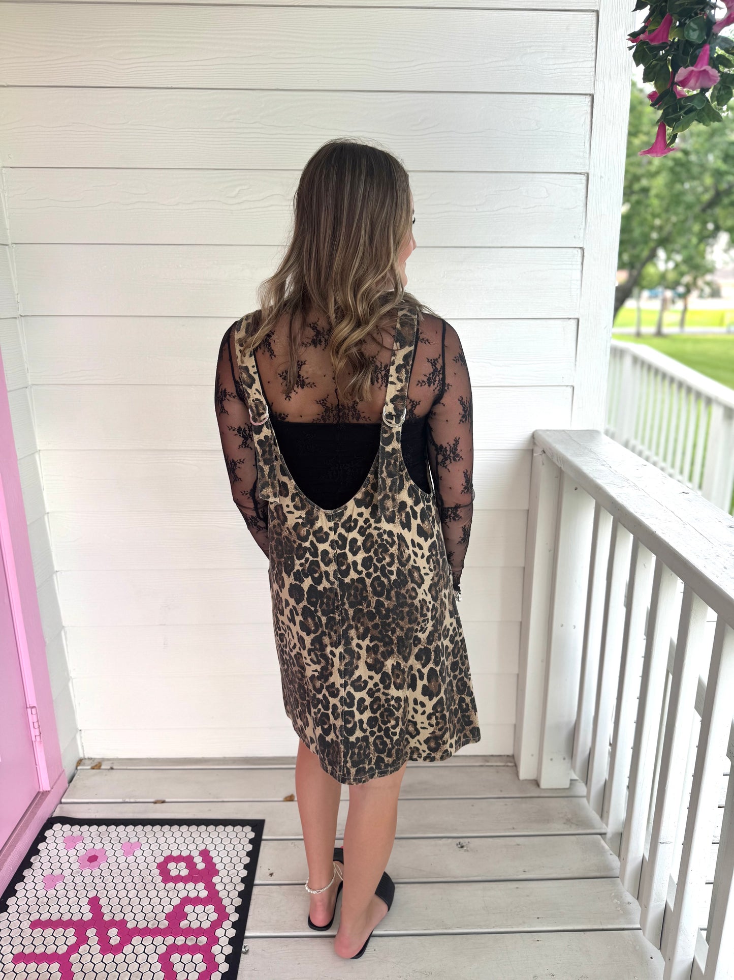 Washed Leopard Overall Dress