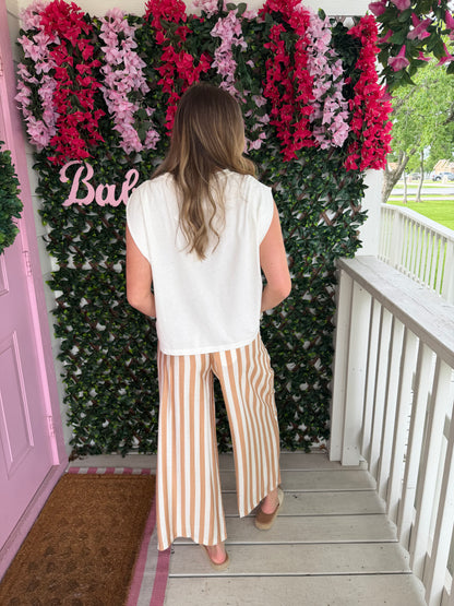 Latte Striped Wide Leg Pans