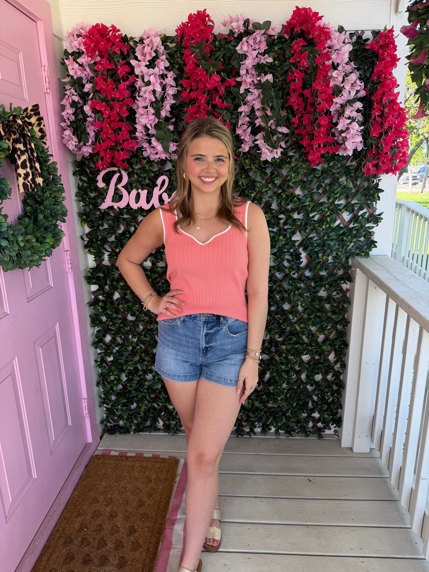 Coral Heart Neck Top