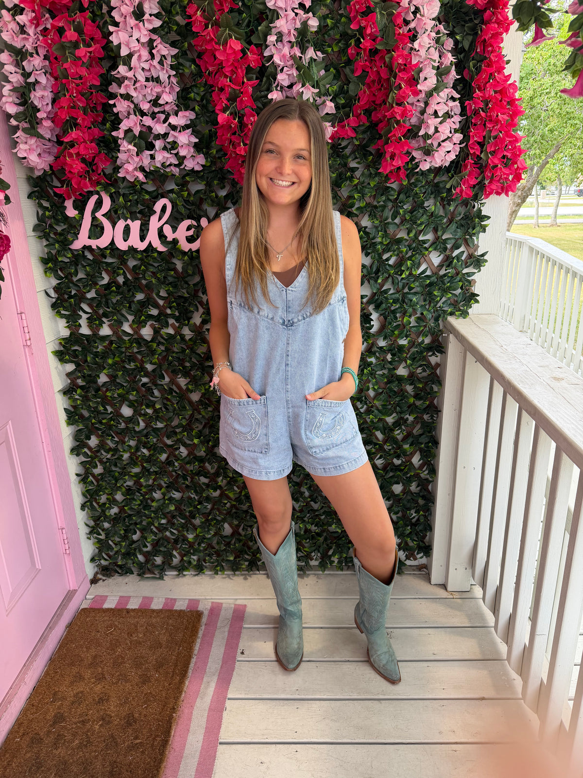 Horseshoe Denim Romper