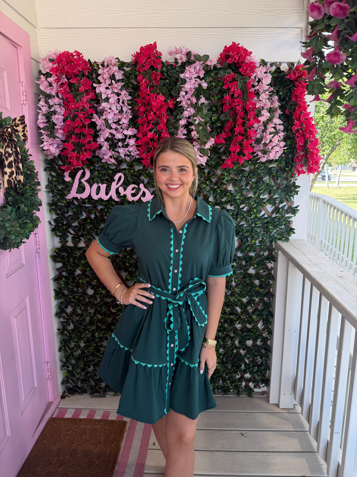 Bright Emerald Scallop Dress