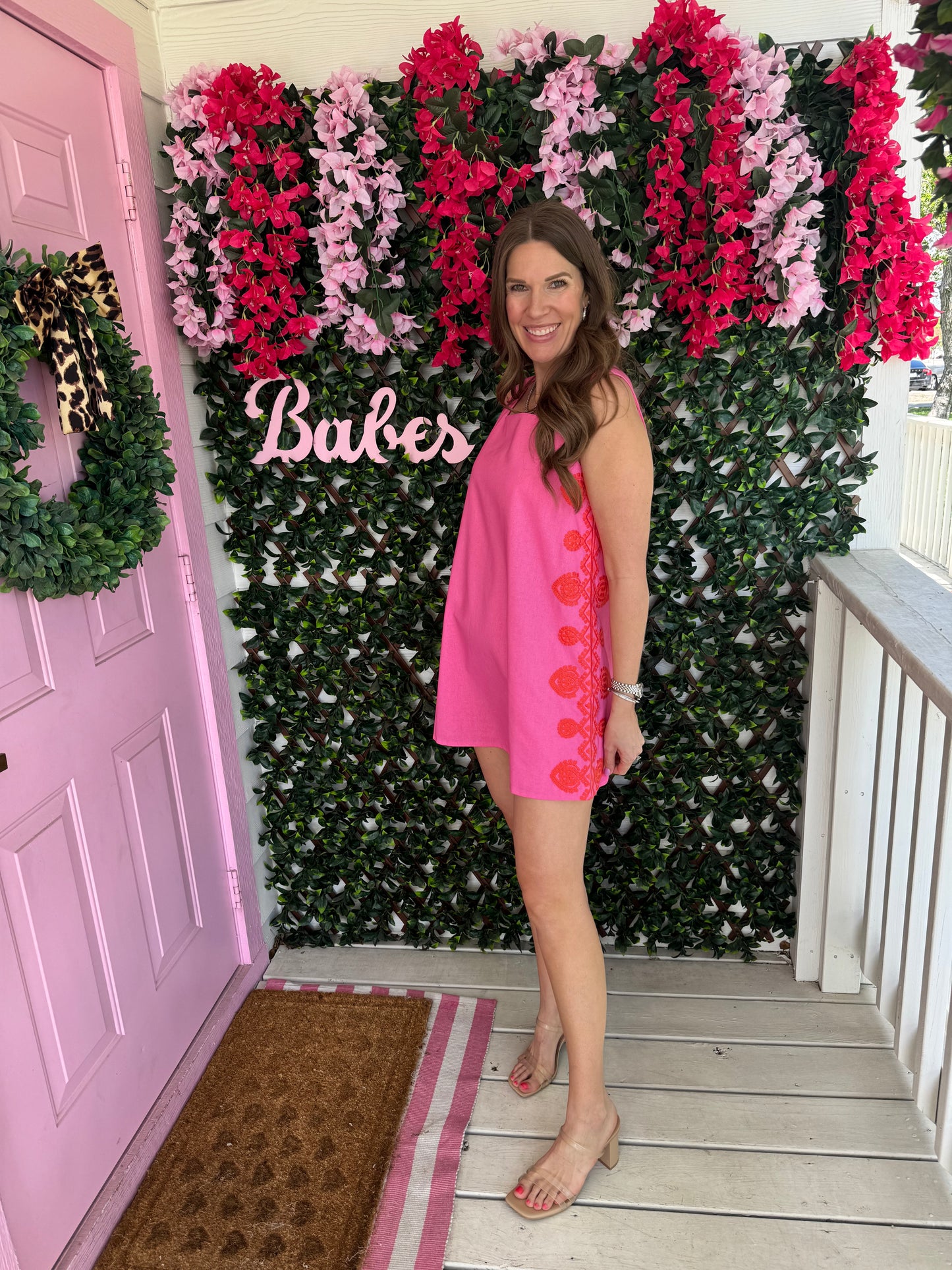 Medallion Embroidered Mini Shift Dress