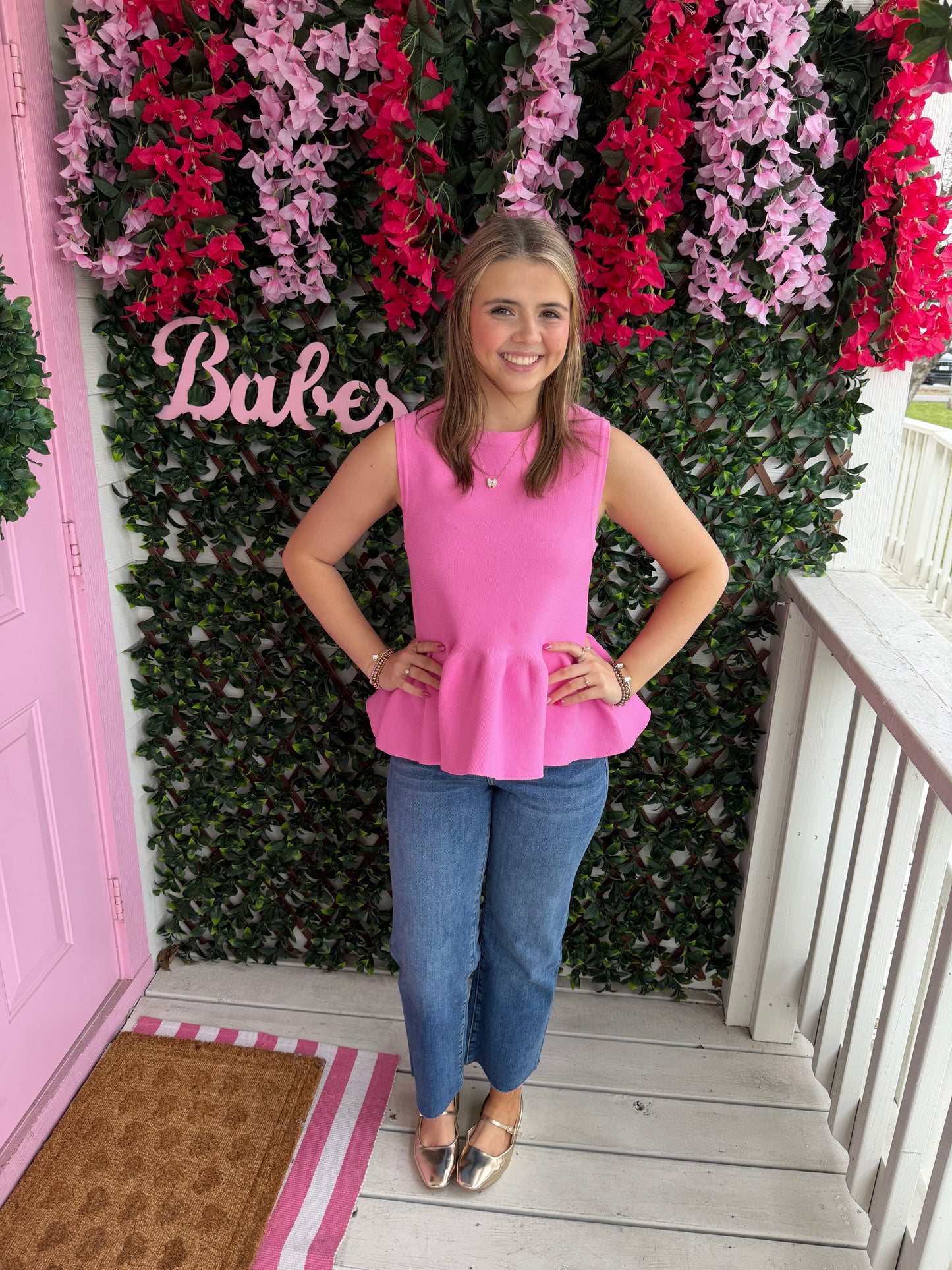 Knit Pink Peplum Top