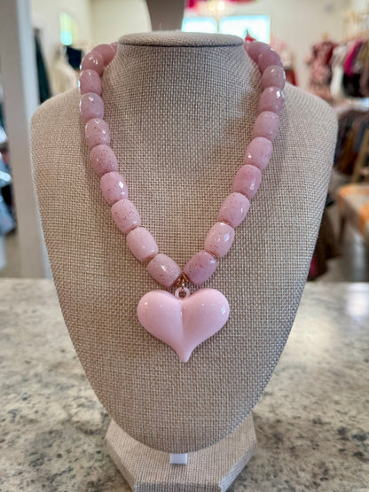 Chunky Faux Stone Heart Necklace