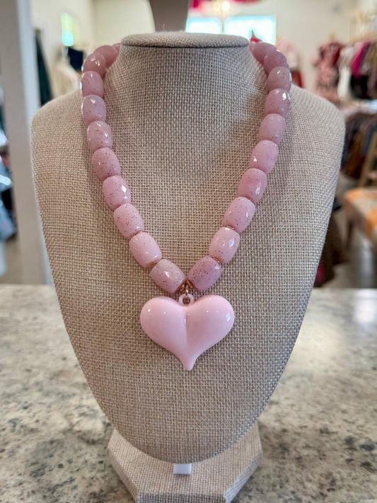 Chunky Faux Stone Heart Necklace