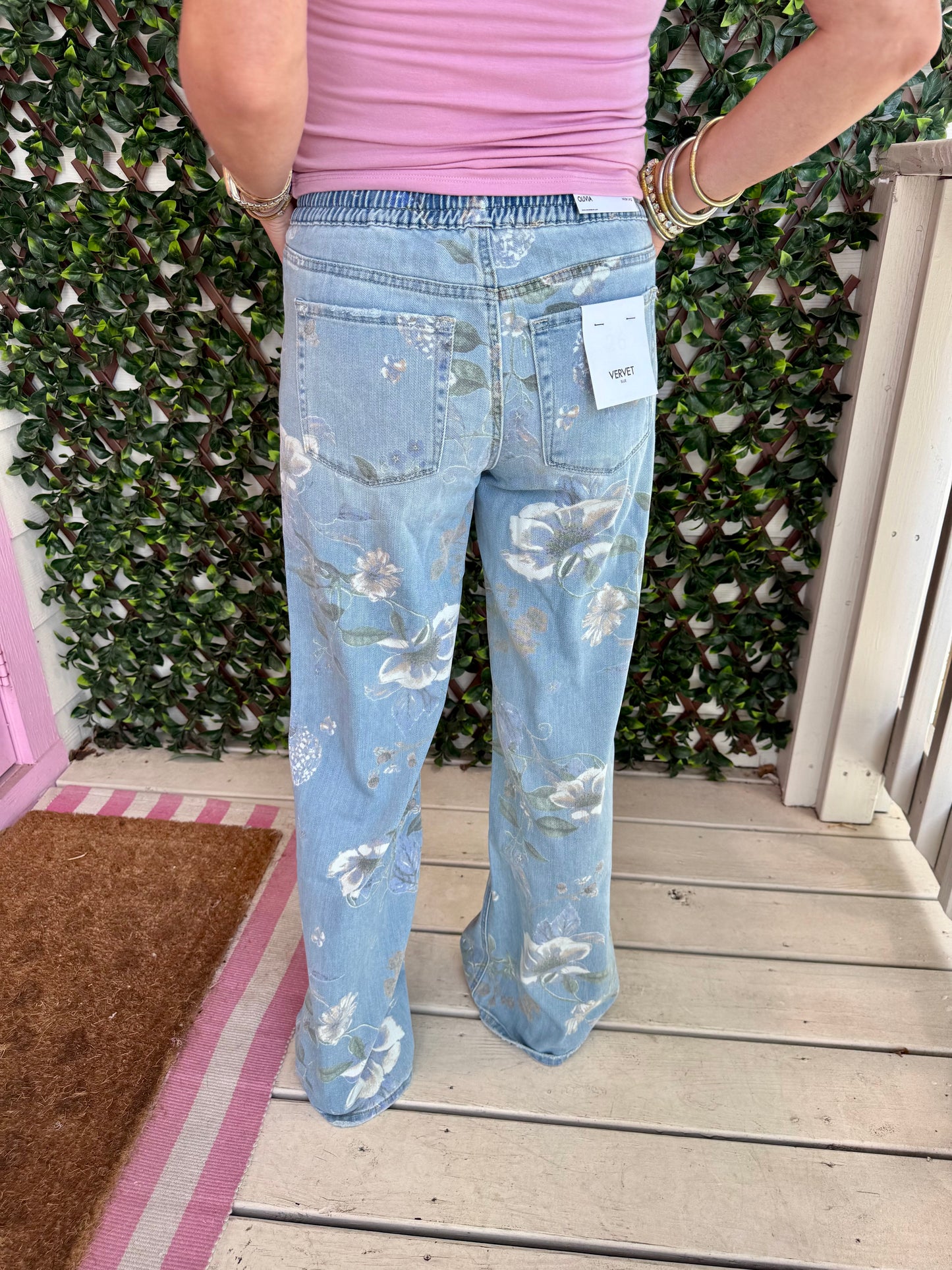 Vervet Floral Denim Drawstring Pants