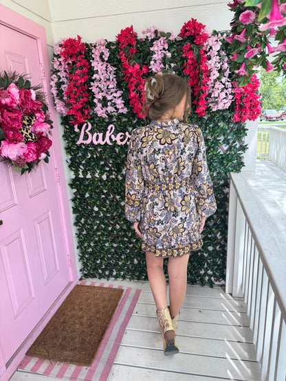 Chocolate Florals Belted Dress