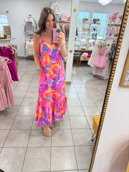 Magenta Florals Summer Dress