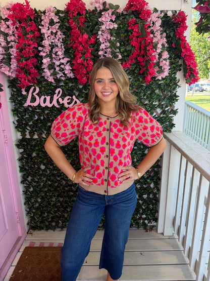 Neon Wild Short Sleeve Cardigan