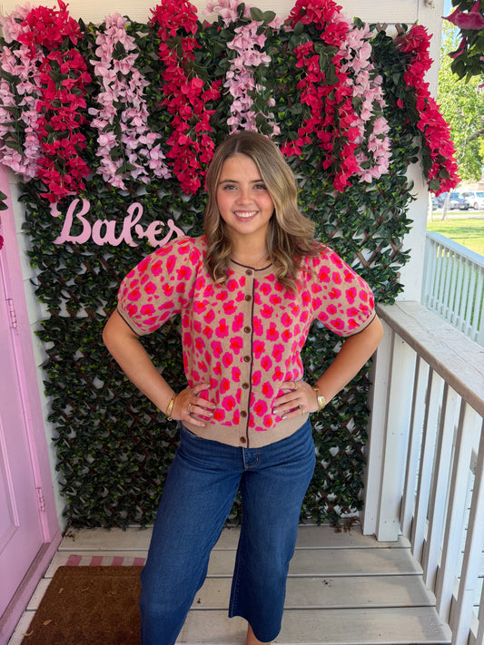 Neon Wild Short Sleeve Cardigan