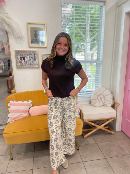 Fall Floral Denim Pants