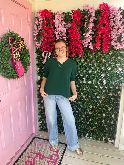 Hunter Green Ruffle Top