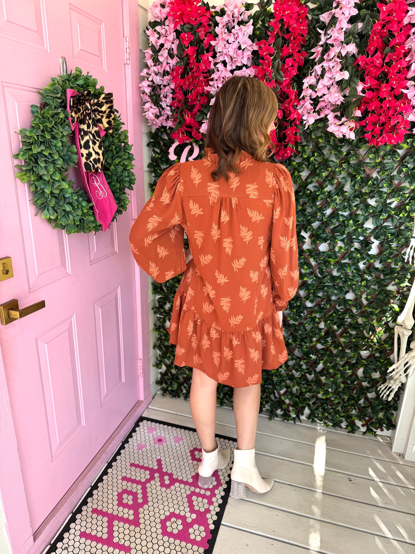 Rust Jacquard Dress
