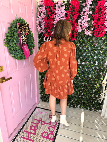 Rust Jacquard Dress
