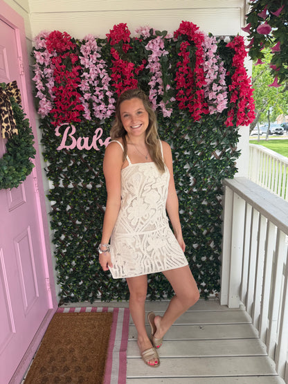 Crochet Cream Mini Dress