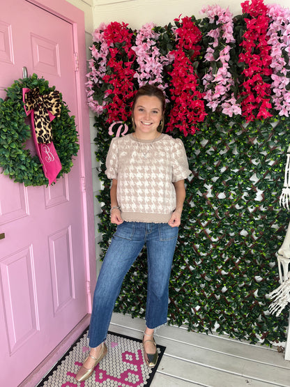 Large Houndstooth Velvet Top