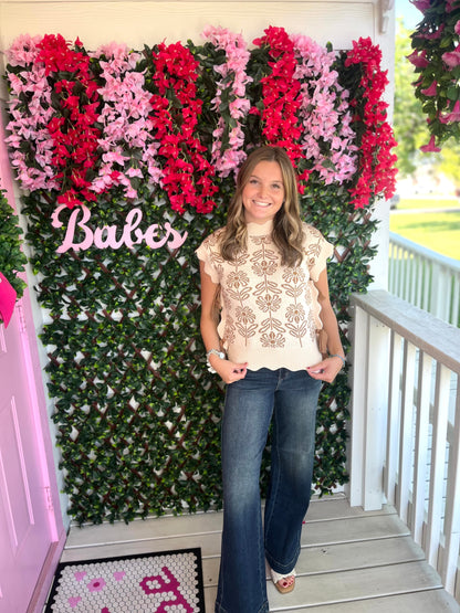 Side Tie Floral Sweater