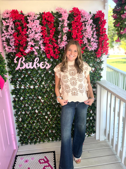 Side Tie Floral Sweater