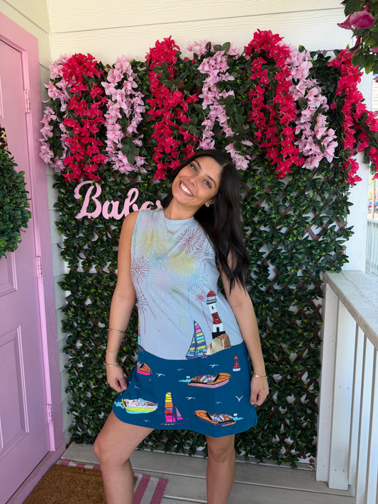 Queen Of Sparkles Firework Over Boats Tank Dress