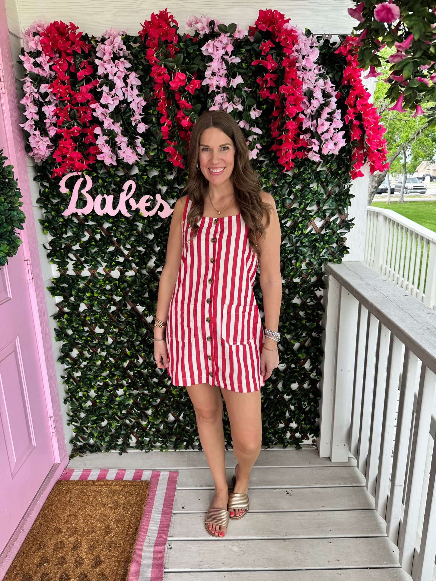 Red Stripes Shift Dress