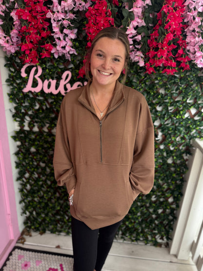 Mocha Zipper Pullover