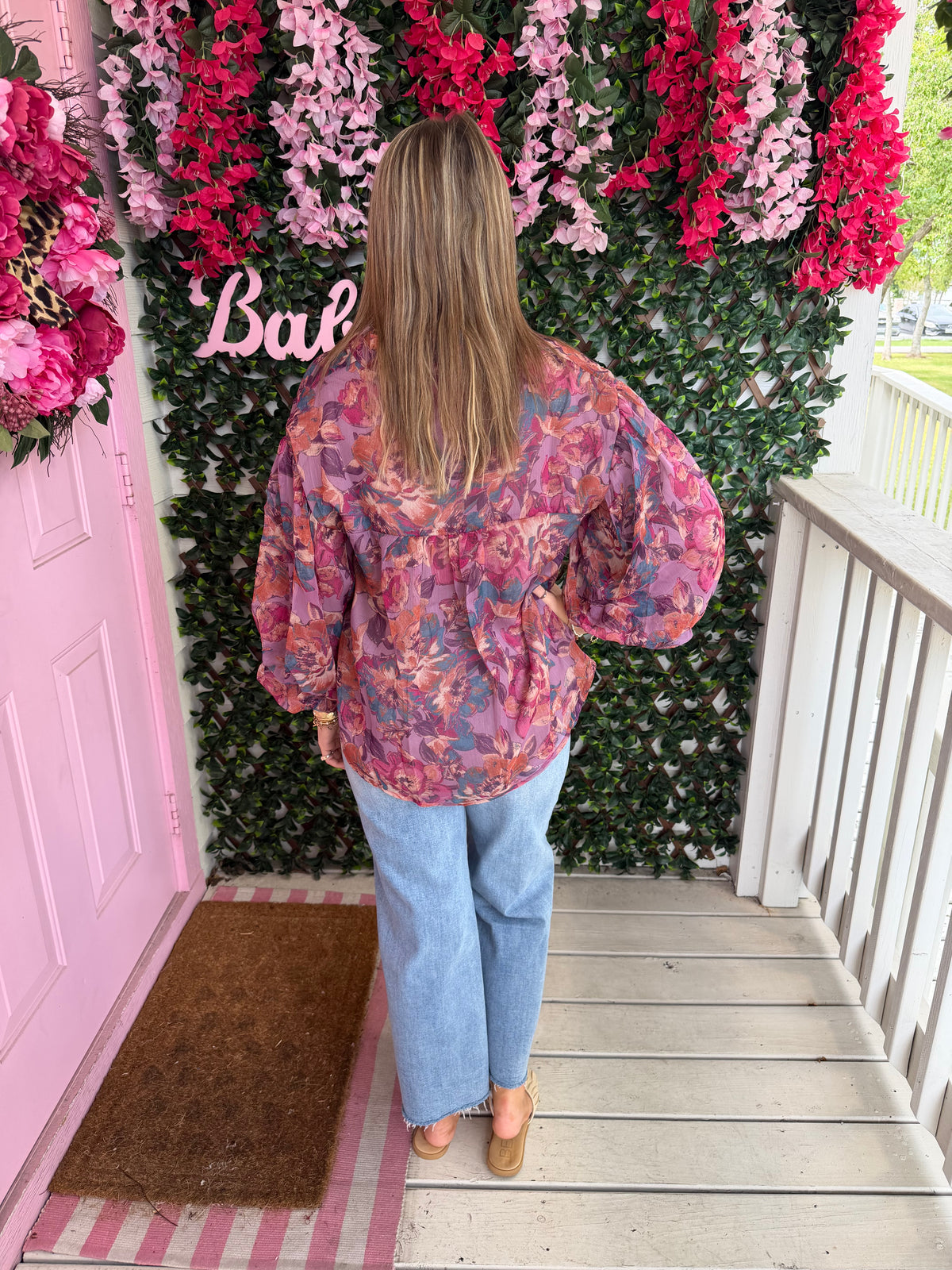 Dusty Mauve Multi Floral Top